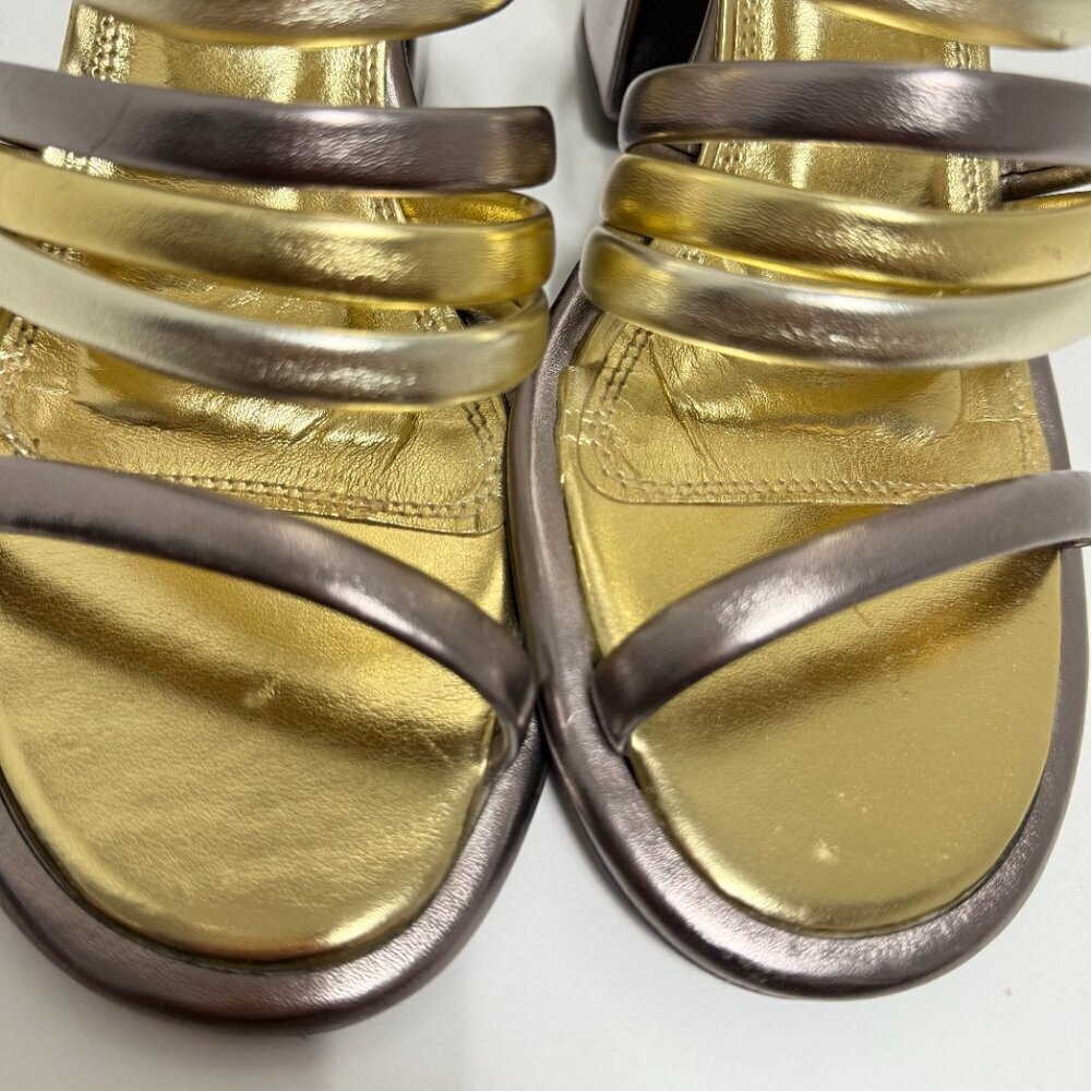 FARM Rio Sandal Block Heel Slide Gold - Picture 7 of 11
